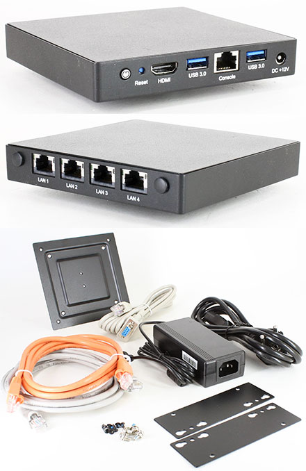 CTFROUTER-3-F V3 (4x Gigabit Multi-WAN, VPN, WLAN, Firewall, SSH, Web-GUI, ClearOS/CentOS, Intel Atom based) [<b>FANLESS, 650 Mbit NAT-Performance</b>]