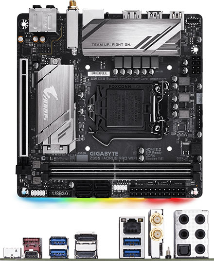 Gigabyte Z390 I AORUS PRO WIFI (for i3, i5, i7 [Sockel LGA1151], Z390 Express, WLAN/BT, 2x M.2)